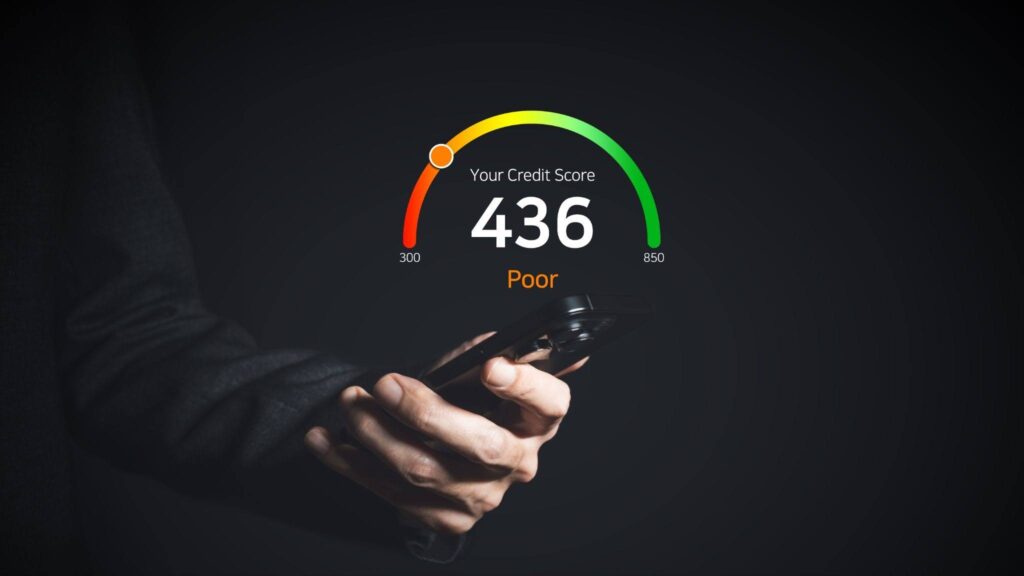 an illustration of a credit score at a poor level