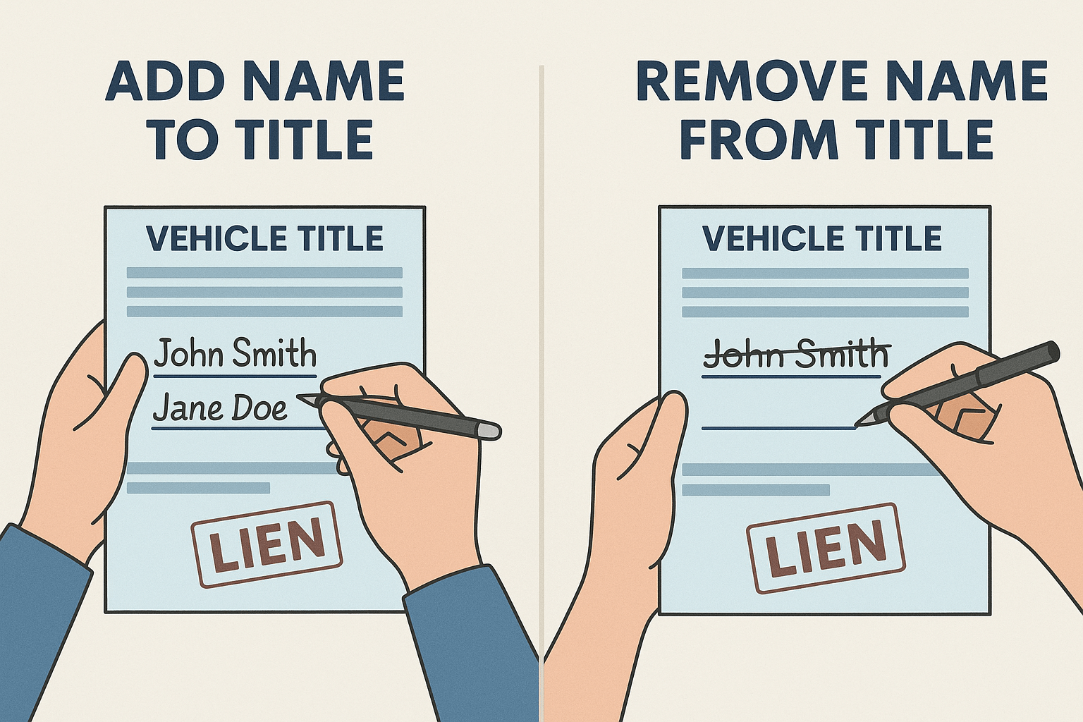 Car title document illustration - How to Add or Remove a Name From a Car Title (With a Lien) 