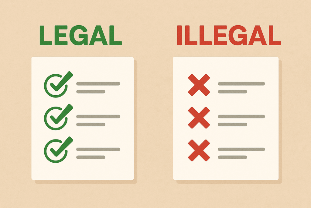 Legal vs illegal checklists - Car With a Lien