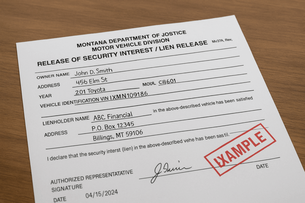 Security interest release documents and titles