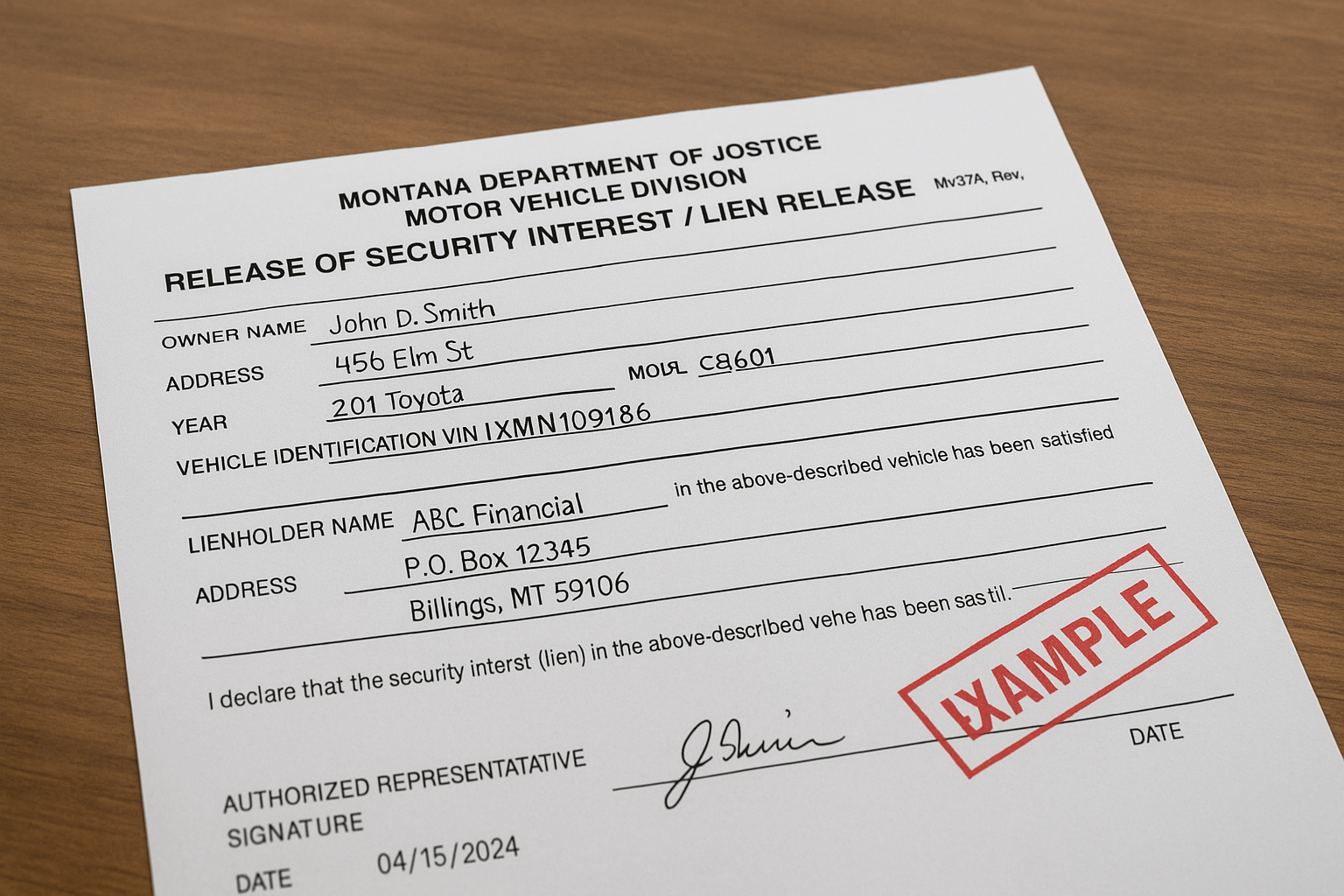 Security interest release documents and titles